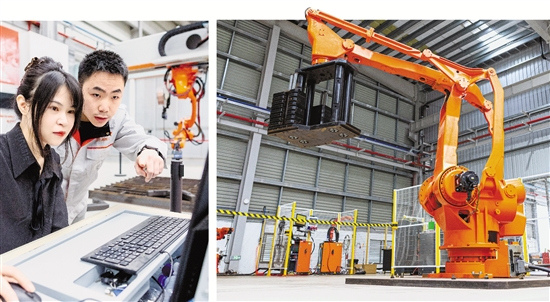 在温岭机器人企业，记者现场操作机器人焊接、喷涂  钢铁大力士 有颗玲珑心